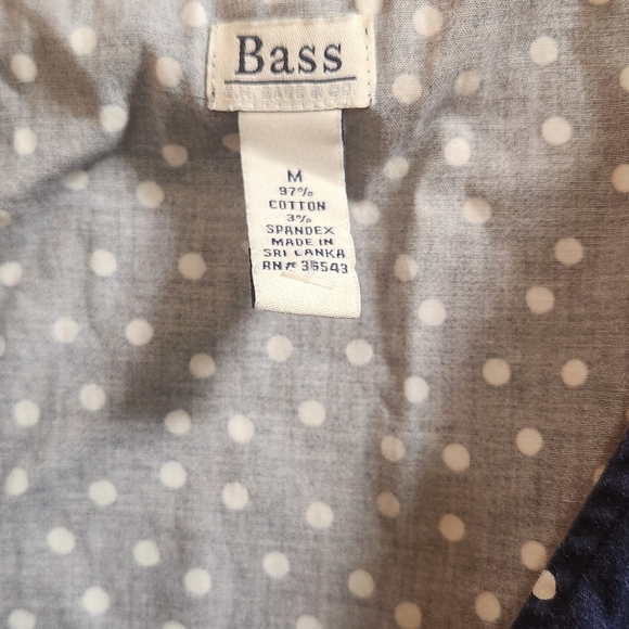 Bass Blue and White Polka Dot Print Sleeveless Cotton Blend Wrap Blouse - Picture 5 of 5